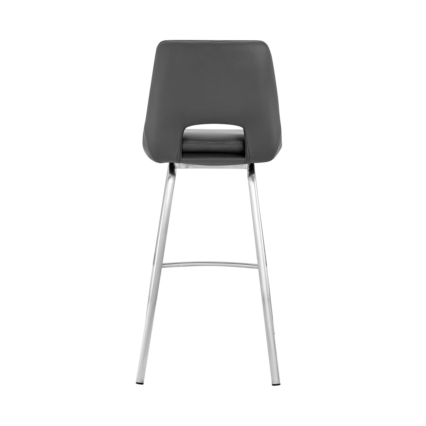HomeRoots 26" Elegant Faux Leather Counter Stool With Stainless Steel Frame and Grey Finish