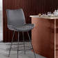 HomeRoots 26" Elegant Grey Faux Leather Brushed Gray Metal Finish Armless Bar Stool