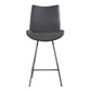 HomeRoots 26" Elegant Grey Faux Leather Brushed Gray Metal Finish Armless Bar Stool