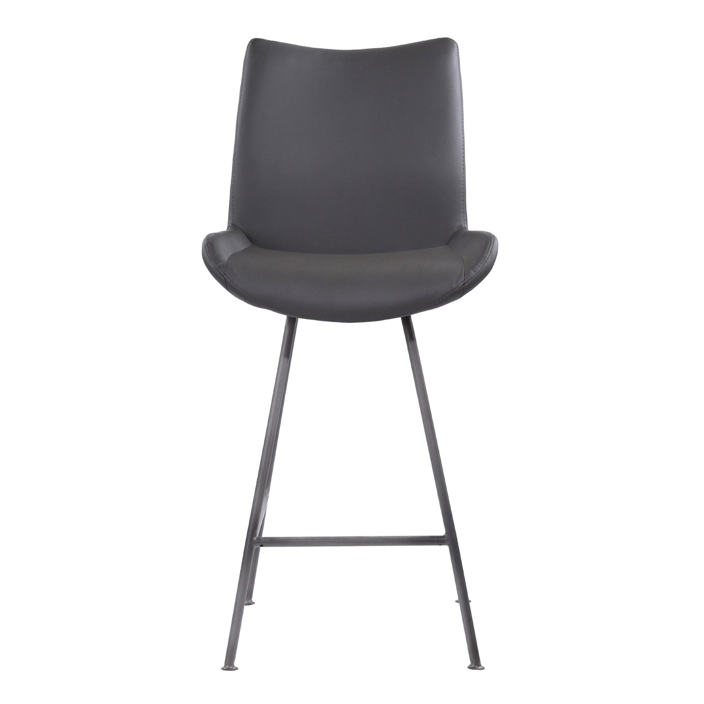 HomeRoots 26" Elegant Grey Faux Leather Brushed Gray Metal Finish Armless Bar Stool