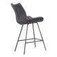 HomeRoots 26" Elegant Grey Faux Leather Brushed Gray Metal Finish Armless Bar Stool