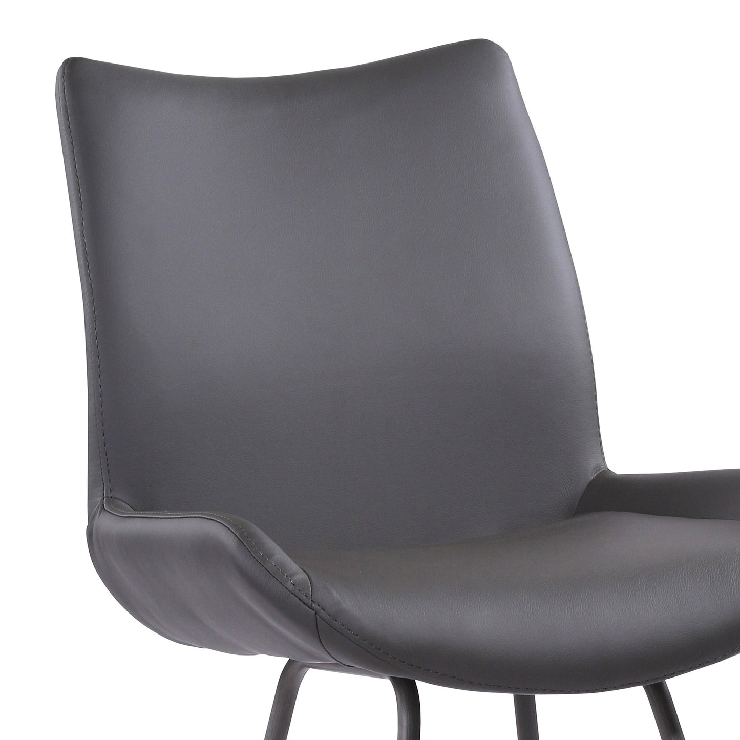 HomeRoots 26" Elegant Grey Faux Leather Brushed Gray Metal Finish Armless Bar Stool