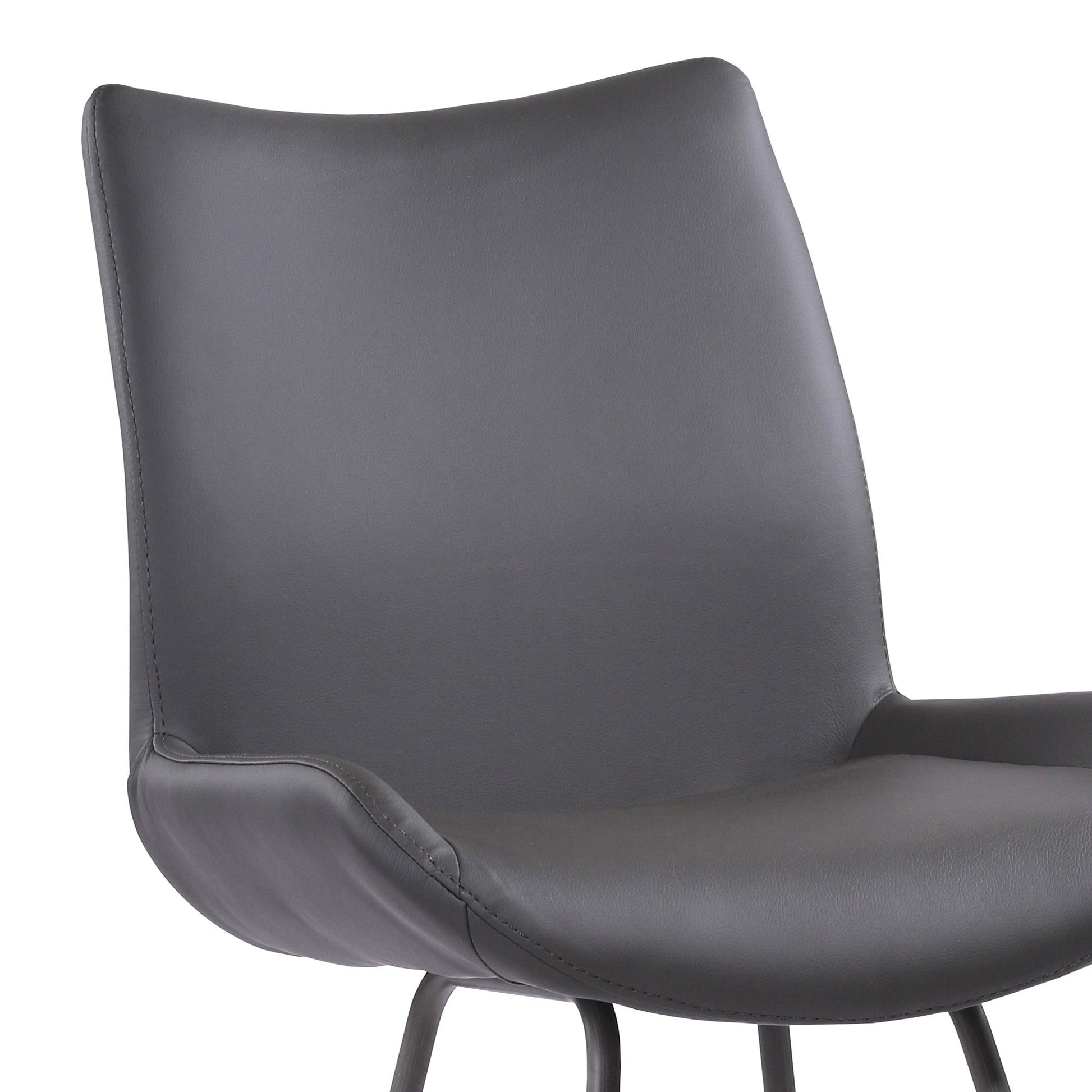 HomeRoots 26" Elegant Grey Faux Leather Brushed Gray Metal Finish Armless Bar Stool