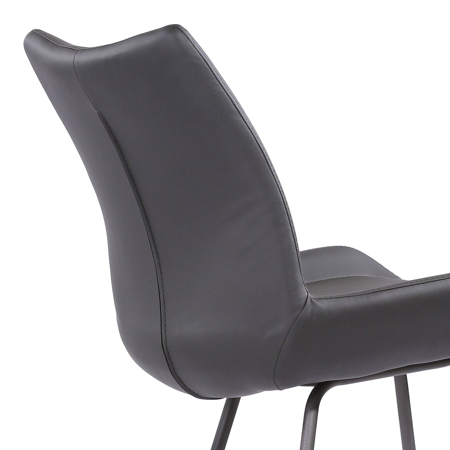 HomeRoots 26" Elegant Grey Faux Leather Brushed Gray Metal Finish Armless Bar Stool