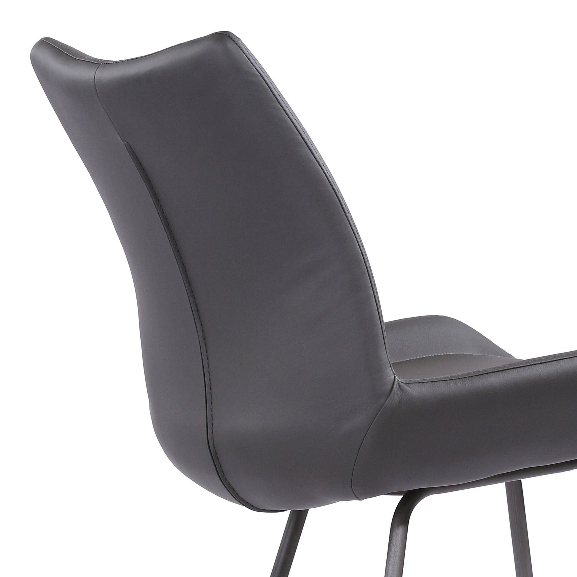 HomeRoots 26" Elegant Grey Faux Leather Brushed Gray Metal Finish Armless Bar Stool