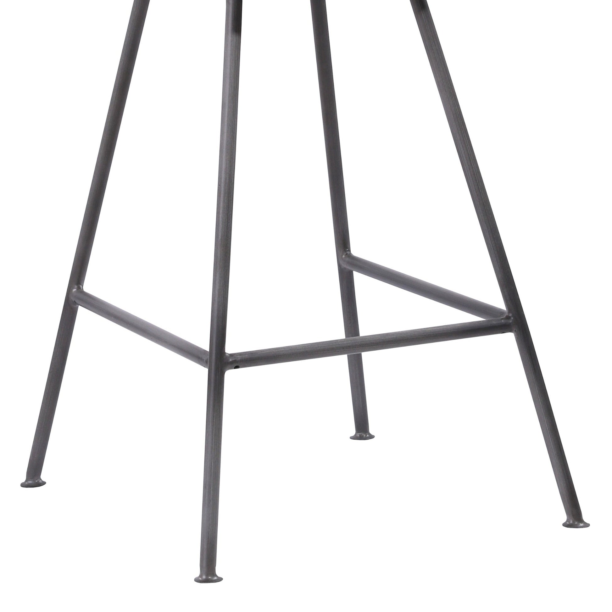 HomeRoots 26" Elegant Grey Faux Leather Brushed Gray Metal Finish Armless Bar Stool