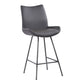 HomeRoots 26" Elegant Grey Faux Leather Brushed Gray Metal Finish Armless Bar Stool