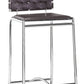 HomeRoots 26" Espresso And Silver Steel Low Back Counter Height Bar Chairs in Set of Two