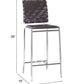 HomeRoots 26" Espresso And Silver Steel Low Back Counter Height Bar Chairs in Set of Two