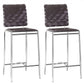 HomeRoots 26" Espresso And Silver Steel Low Back Counter Height Bar Chairs in Set of Two