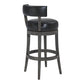 HomeRoots 26" Faux Leather Swivel Wood Counter Stool in Brown Onyx Finish
