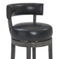 HomeRoots 26" Faux Leather Swivel Wood Counter Stool in Brown Onyx Finish