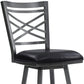 HomeRoots 26" Faux Leather With Metal Cross Back Bar Stool in Black Finish
