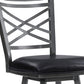 HomeRoots 26" Faux Leather With Metal Cross Back Bar Stool in Black Finish