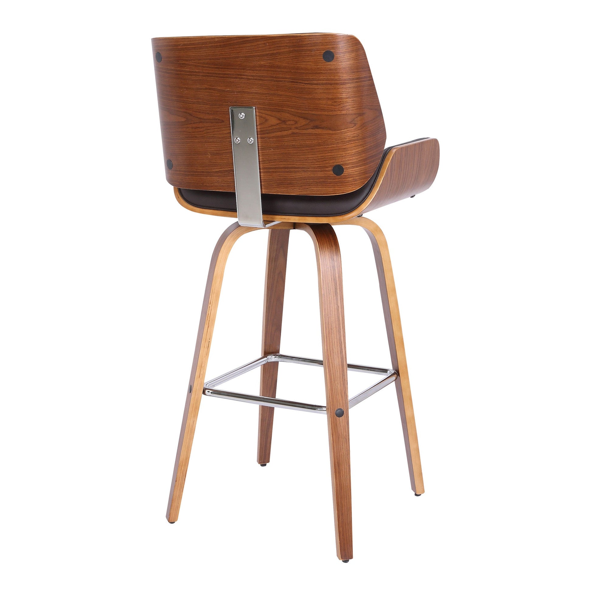 HomeRoots 26" Faux Leather Wooden Base Bar Stool in Brown Finish