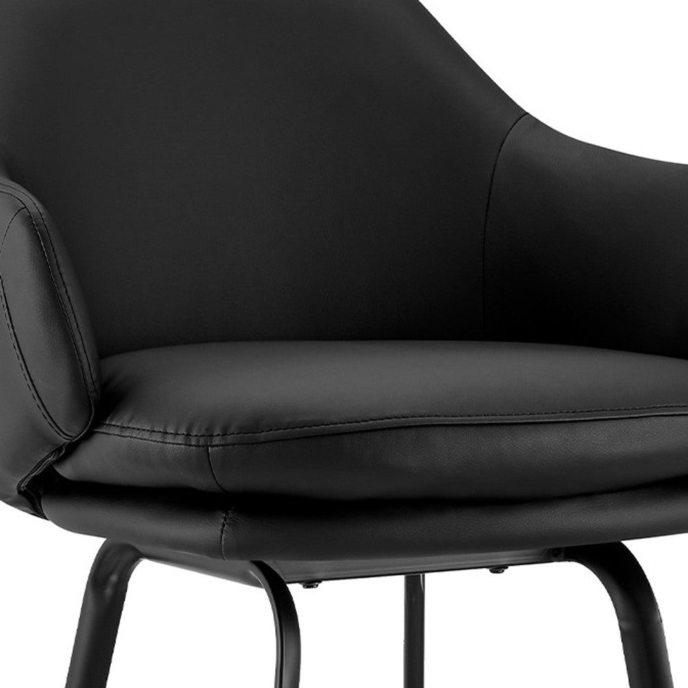 HomeRoots 26" Faux Leather and Metal Swivel Counter Stool in Black Finish