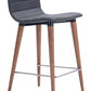 HomeRoots 26" Gray And Brown Solid Wood Low Back Counter Height Chairs in Set of Two