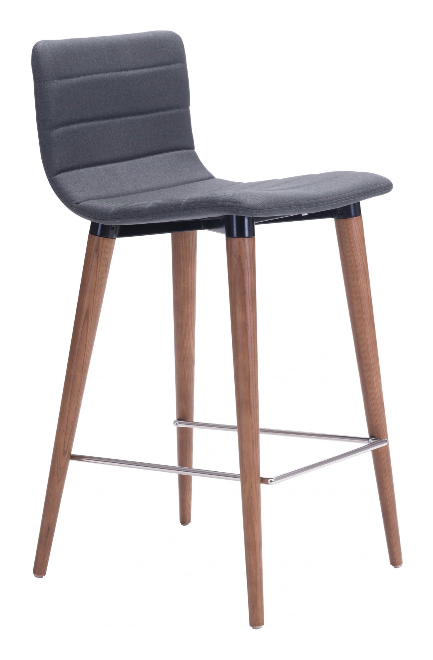 HomeRoots 26" Gray And Brown Solid Wood Low Back Counter Height Chairs in Set of Two