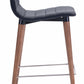 HomeRoots 26" Gray And Brown Solid Wood Low Back Counter Height Chairs in Set of Two