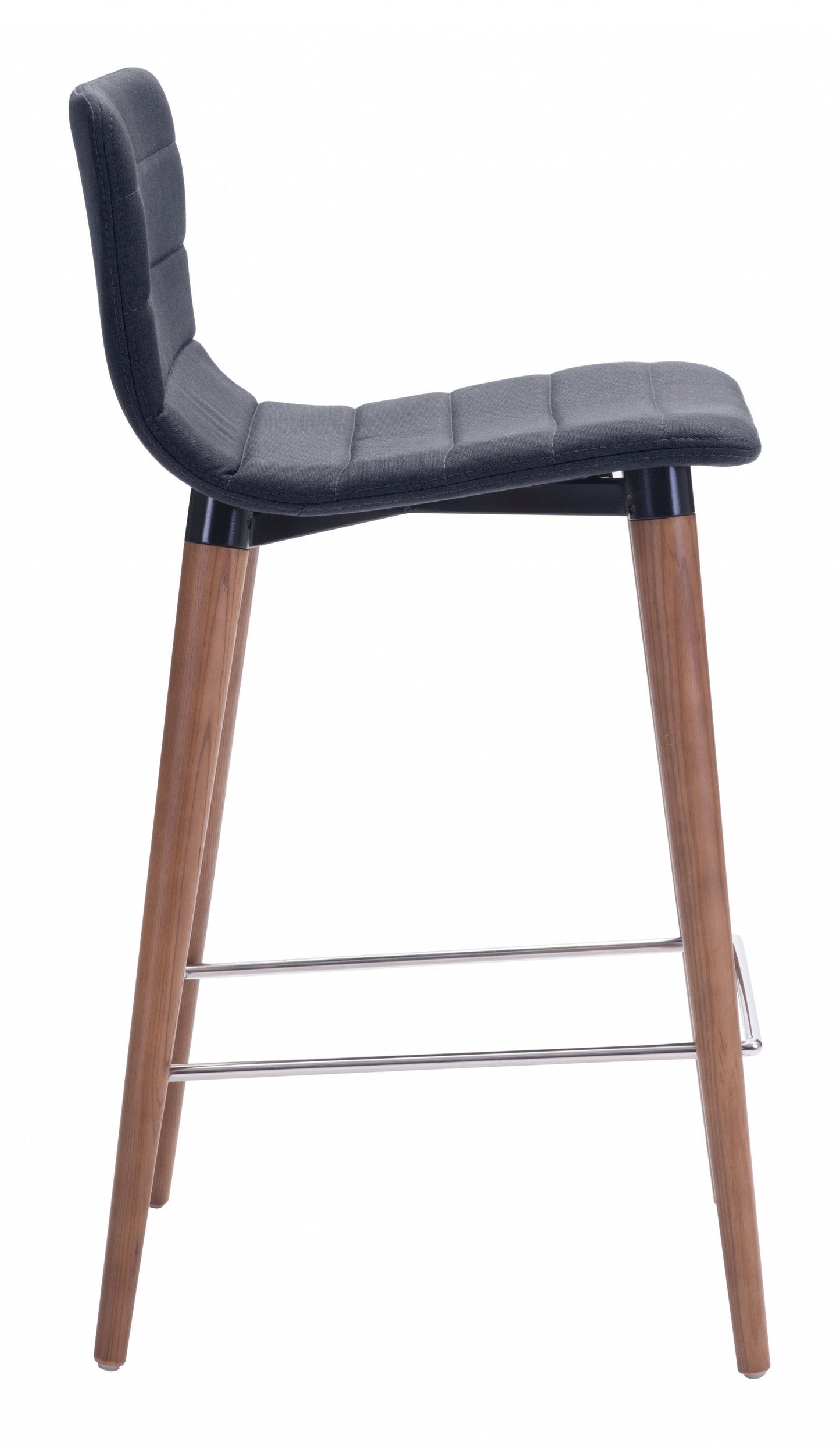 HomeRoots 26" Gray And Brown Solid Wood Low Back Counter Height Chairs in Set of Two