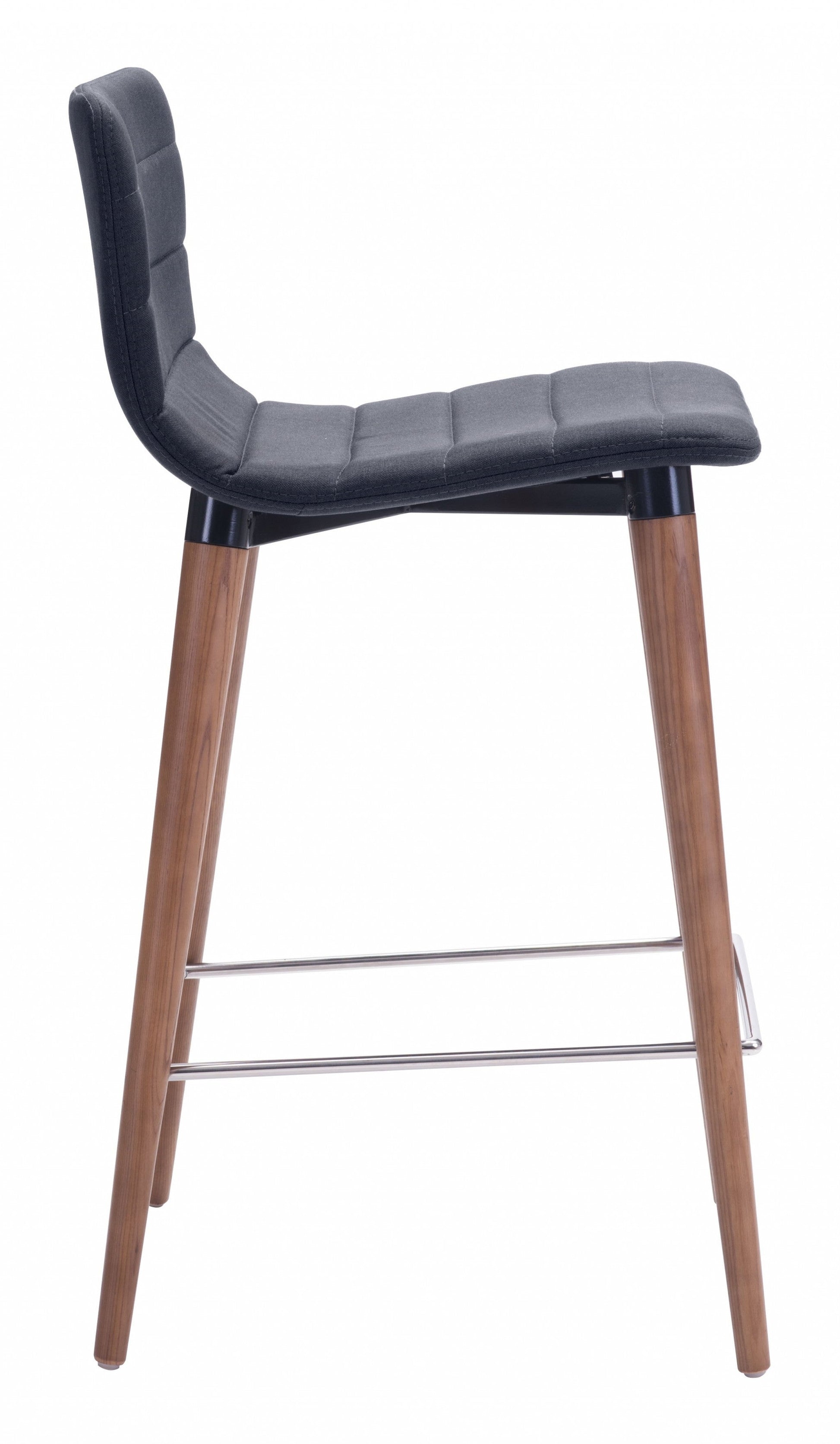 HomeRoots 26" Gray And Brown Solid Wood Low Back Counter Height Chairs in Set of Two