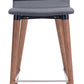 HomeRoots 26" Gray And Brown Solid Wood Low Back Counter Height Chairs in Set of Two