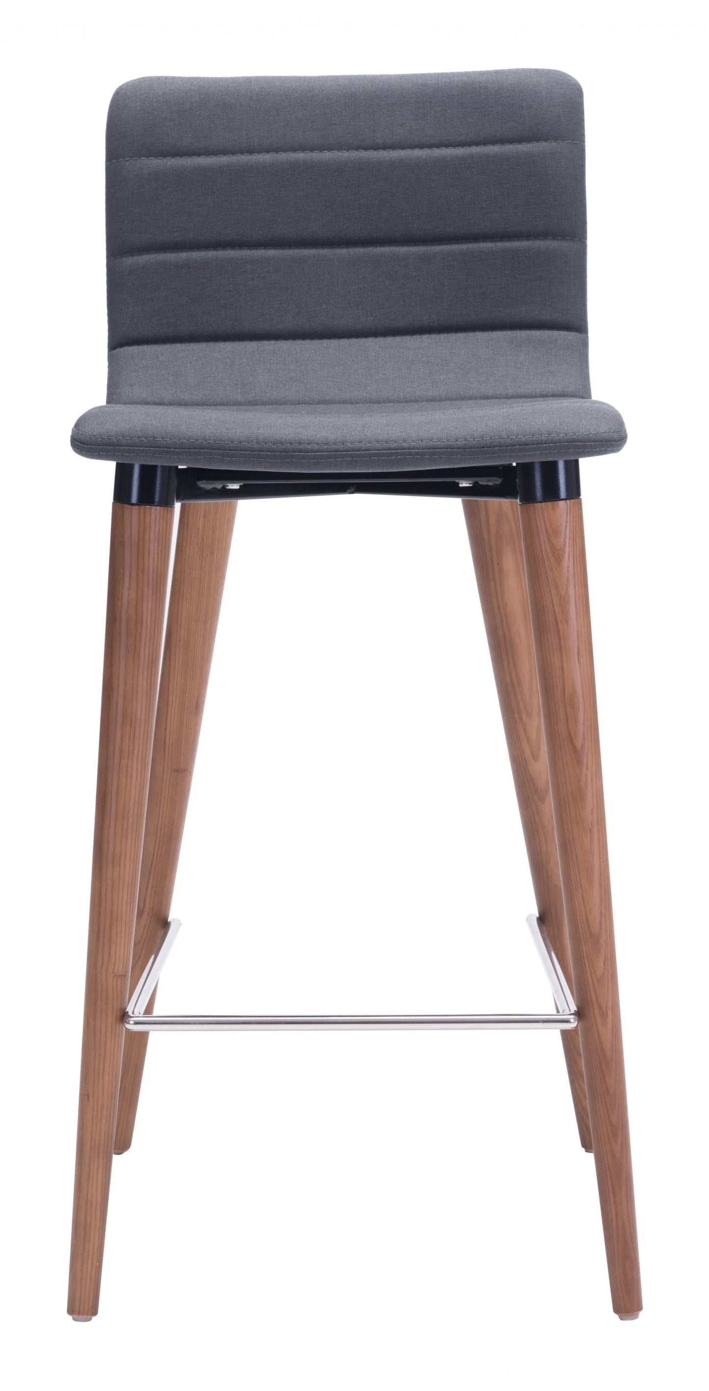 HomeRoots 26" Gray And Brown Solid Wood Low Back Counter Height Chairs in Set of Two