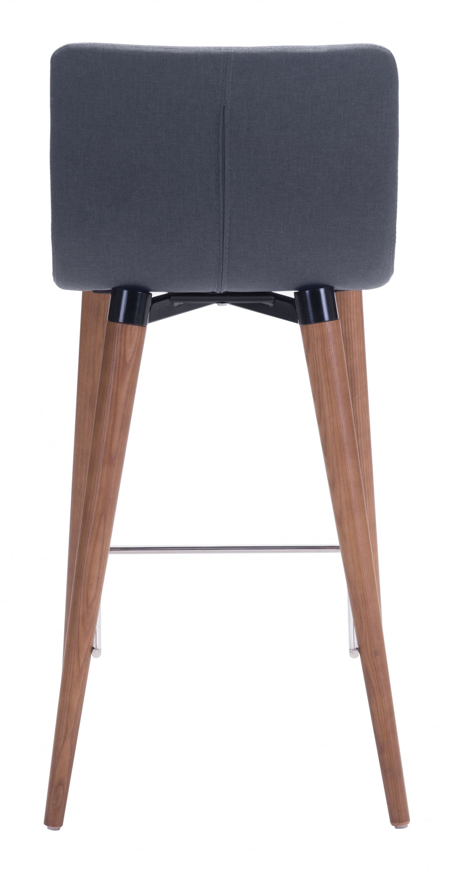 HomeRoots 26" Gray And Brown Solid Wood Low Back Counter Height Chairs in Set of Two