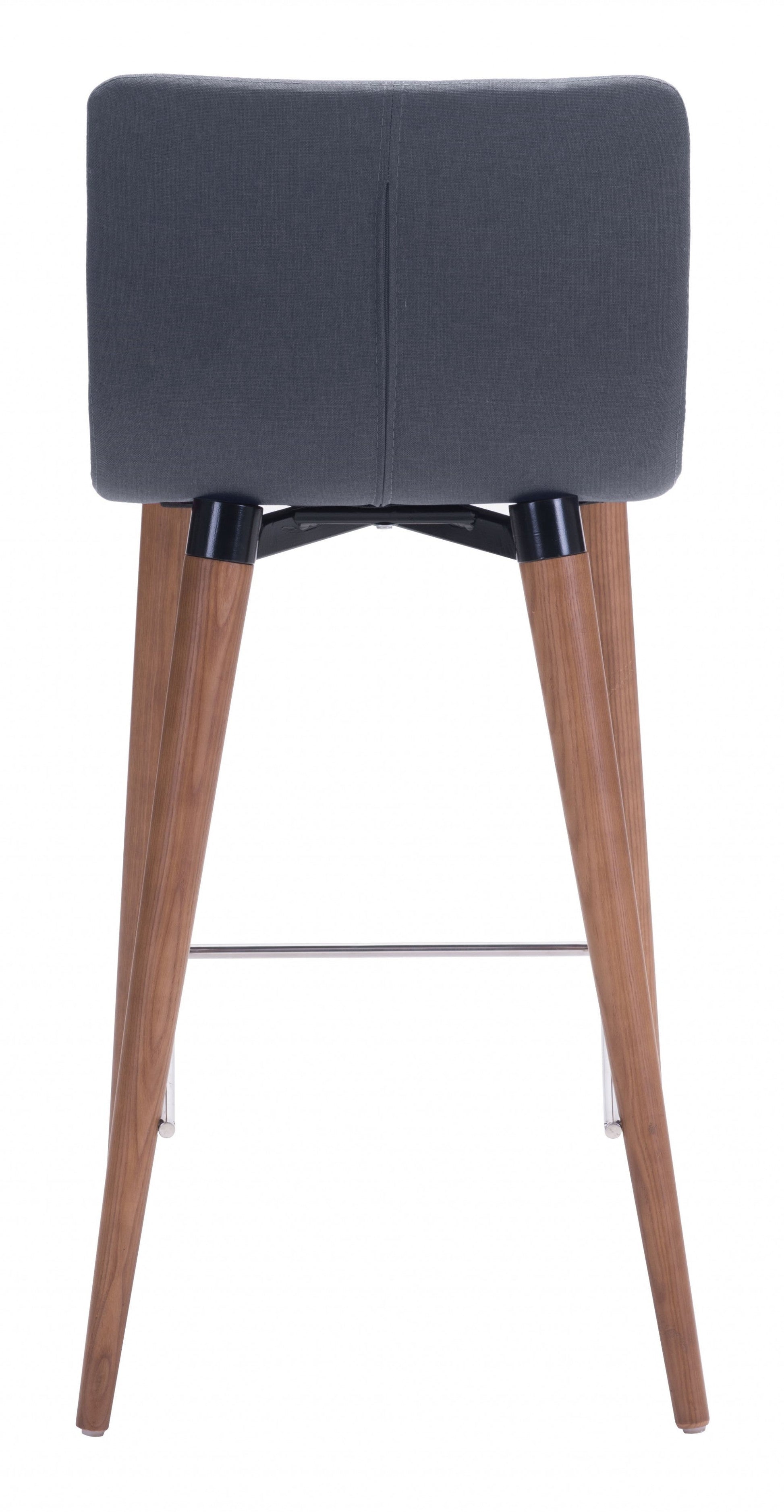 HomeRoots 26" Gray And Brown Solid Wood Low Back Counter Height Chairs in Set of Two