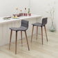 HomeRoots 26" Gray And Brown Solid Wood Low Back Counter Height Chairs in Set of Two