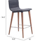 HomeRoots 26" Gray And Brown Solid Wood Low Back Counter Height Chairs in Set of Two