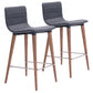 HomeRoots 26" Gray And Brown Solid Wood Low Back Counter Height Chairs in Set of Two