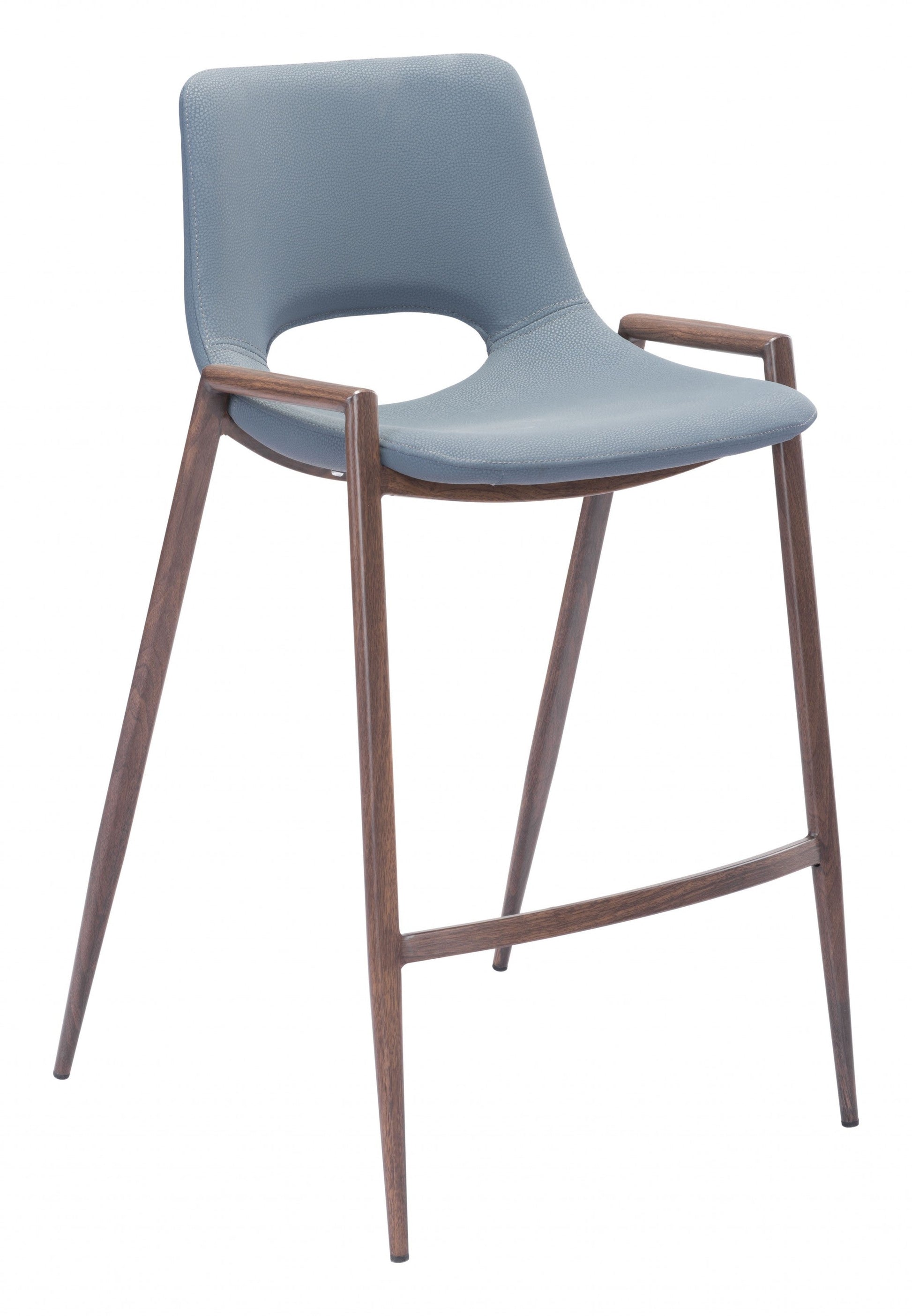 HomeRoots 26" Gray And Brown Steel Low Back Counter Height Bar Chairs in Set of Two