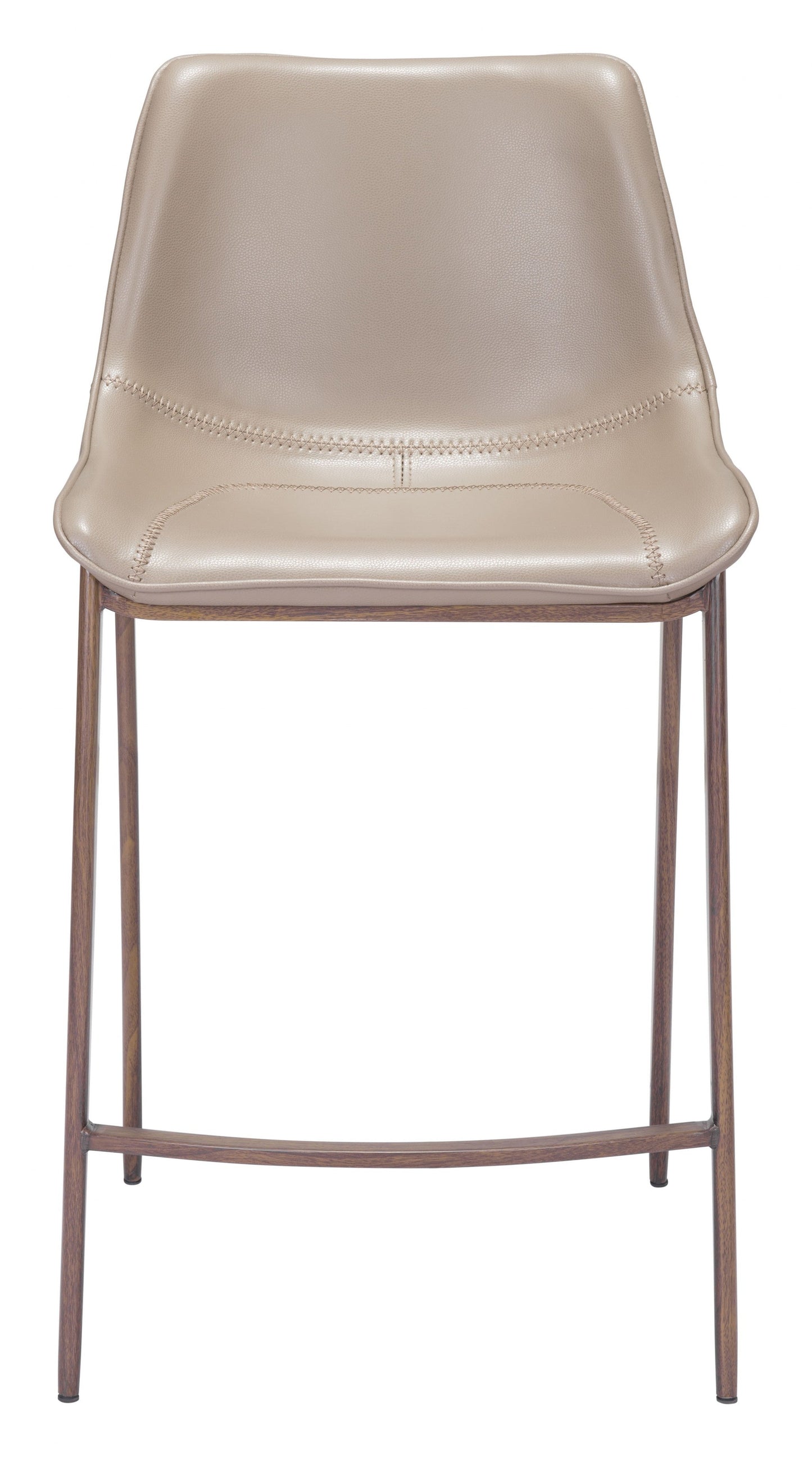 HomeRoots 26" Gray And Brown Steel Low Back Counter Height Bar Chairs in Set of Two