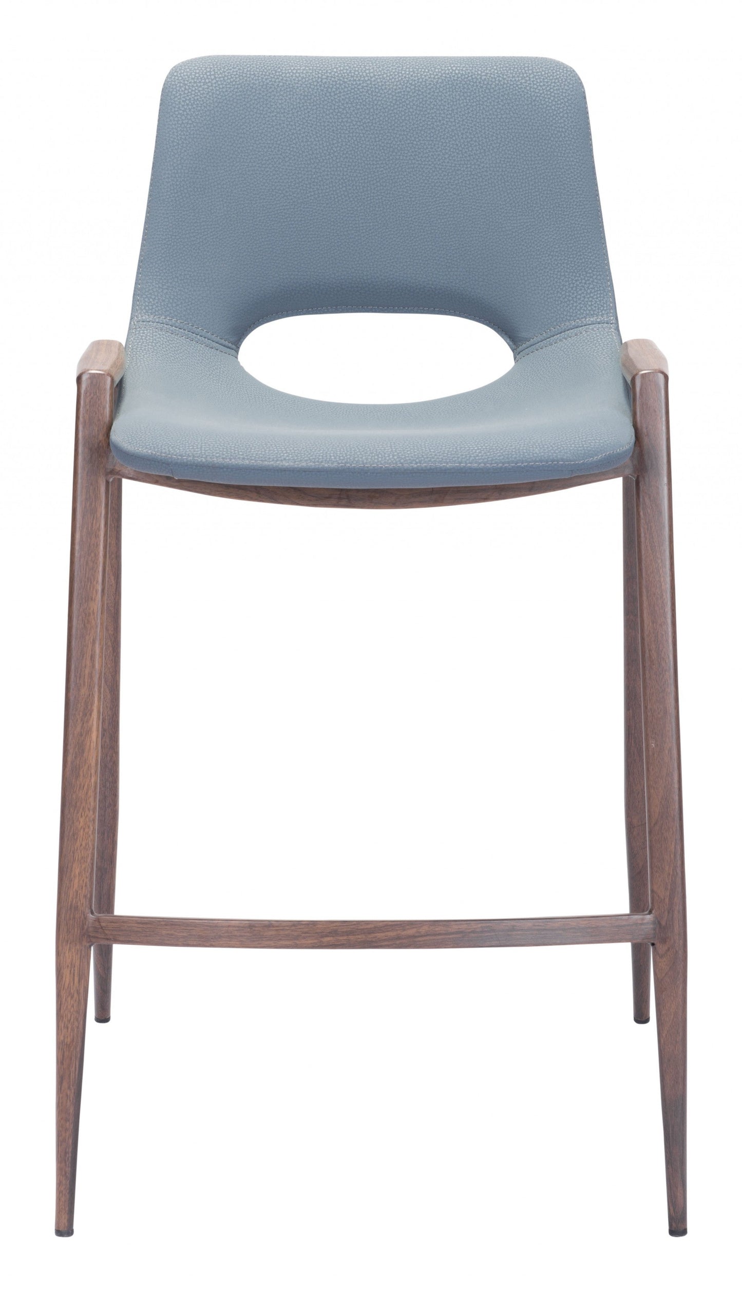 HomeRoots 26" Gray And Brown Steel Low Back Counter Height Bar Chairs in Set of Two