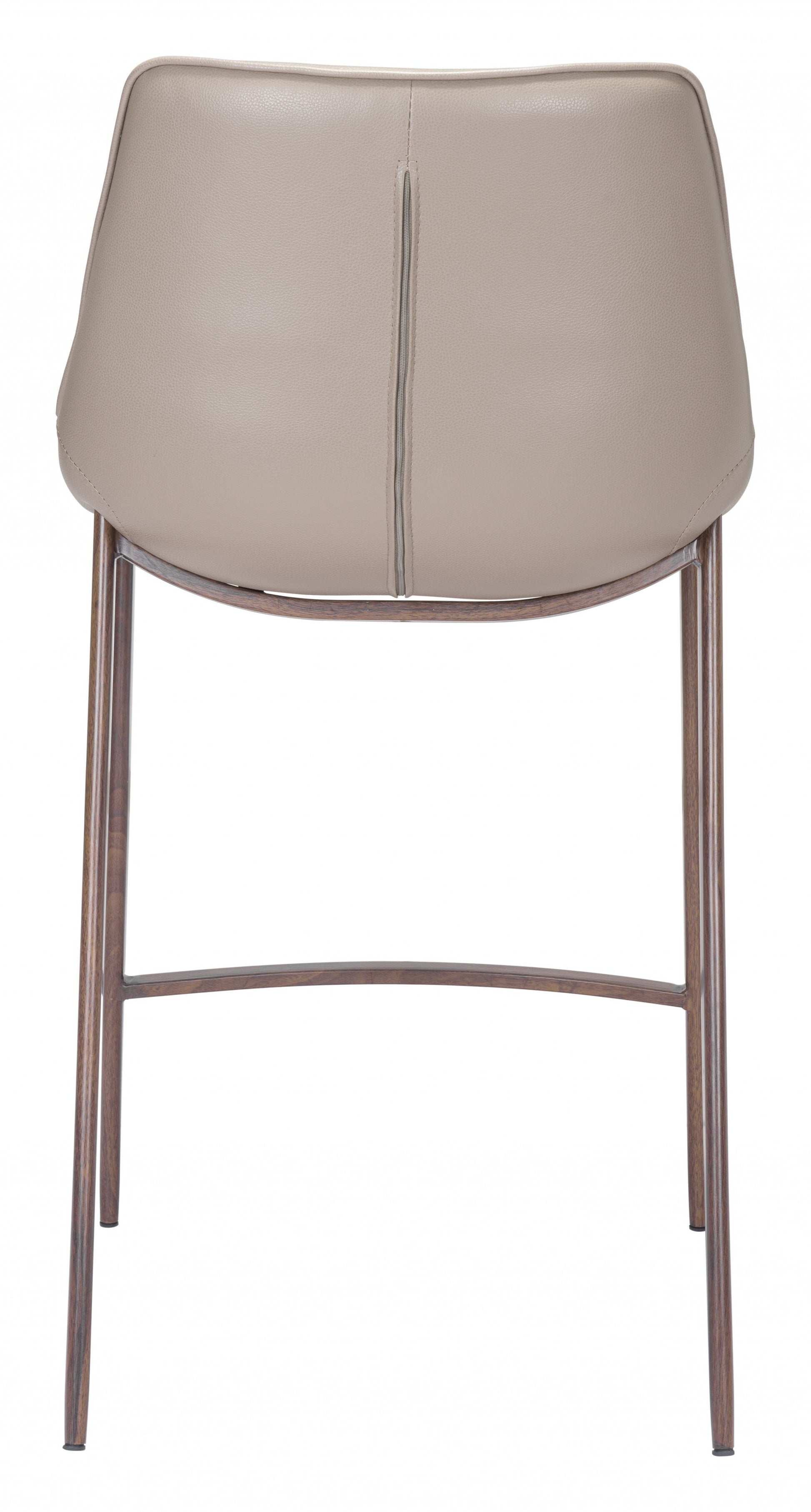 HomeRoots 26" Gray And Brown Steel Low Back Counter Height Bar Chairs in Set of Two