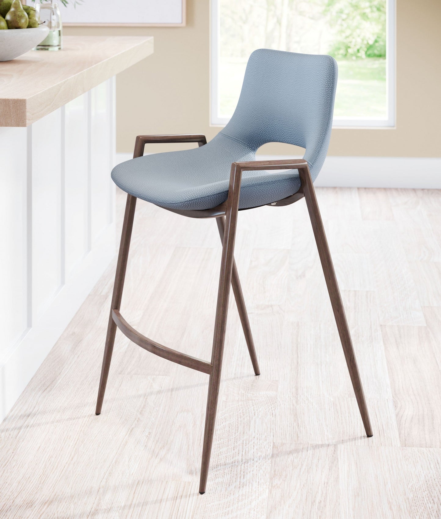 HomeRoots 26" Gray And Brown Steel Low Back Counter Height Bar Chairs in Set of Two