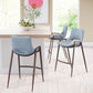 HomeRoots 26" Gray And Brown Steel Low Back Counter Height Bar Chairs in Set of Two