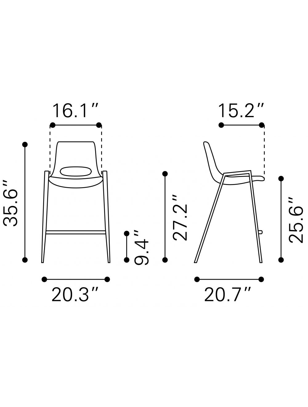 HomeRoots 26" Gray And Brown Steel Low Back Counter Height Bar Chairs in Set of Two
