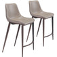 HomeRoots 26" Gray And Brown Steel Low Back Counter Height Bar Chairs in Set of Two