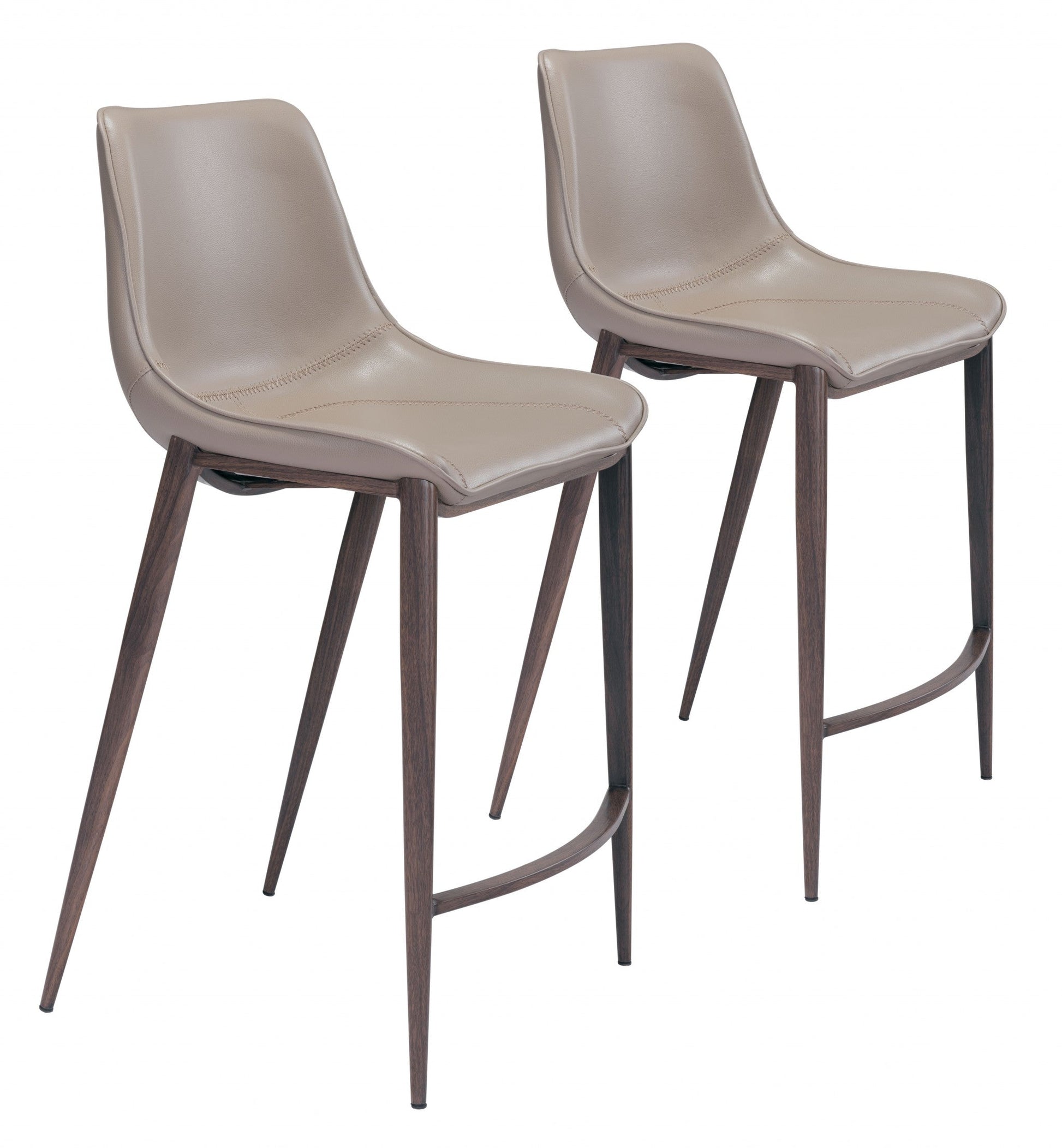 HomeRoots 26" Gray And Brown Steel Low Back Counter Height Bar Chairs in Set of Two