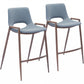 HomeRoots 26" Gray And Brown Steel Low Back Counter Height Bar Chairs in Set of Two