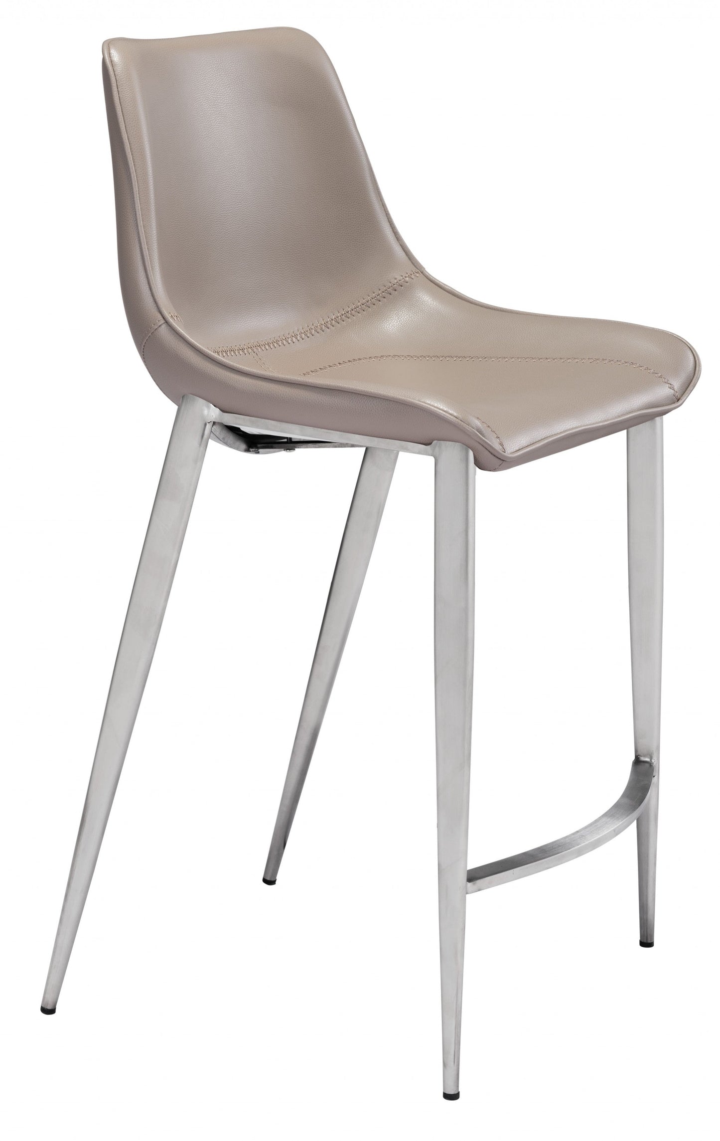HomeRoots 26" Gray And Silver Steel Low Back Counter Height Bar Chairs in Set of Two