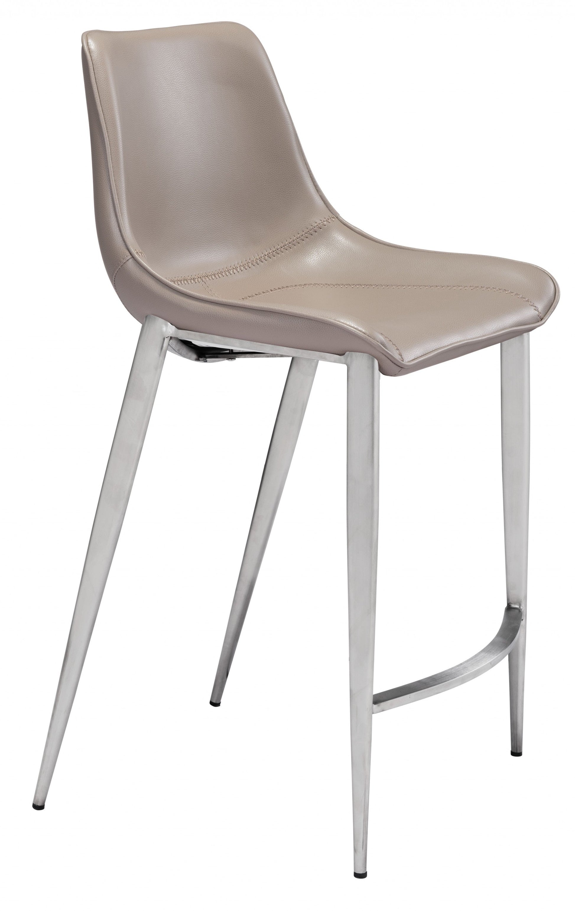 HomeRoots 26" Gray And Silver Steel Low Back Counter Height Bar Chairs in Set of Two