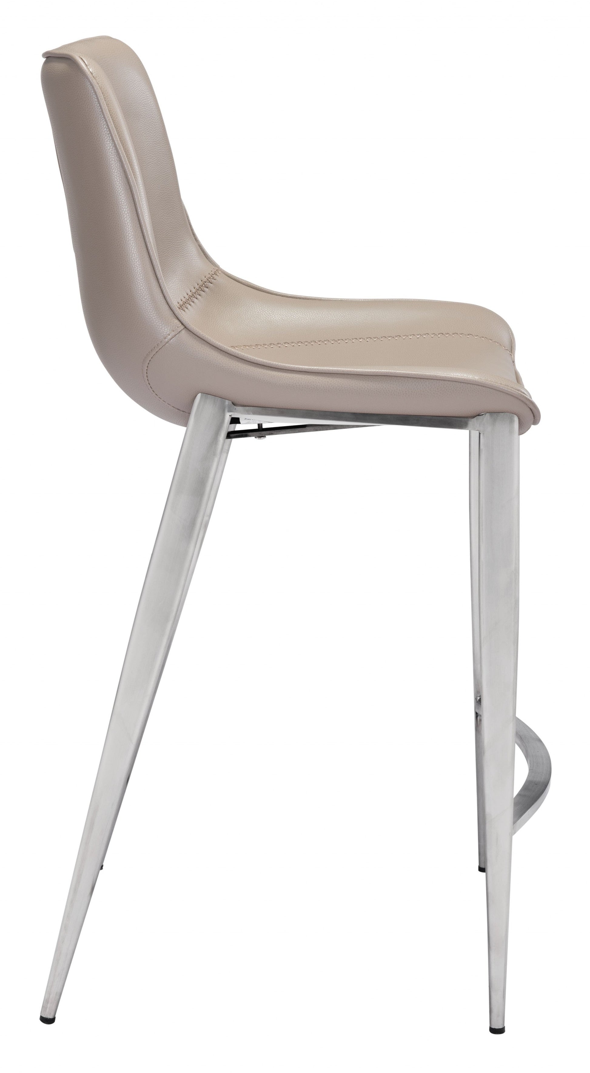 HomeRoots 26" Gray And Silver Steel Low Back Counter Height Bar Chairs in Set of Two