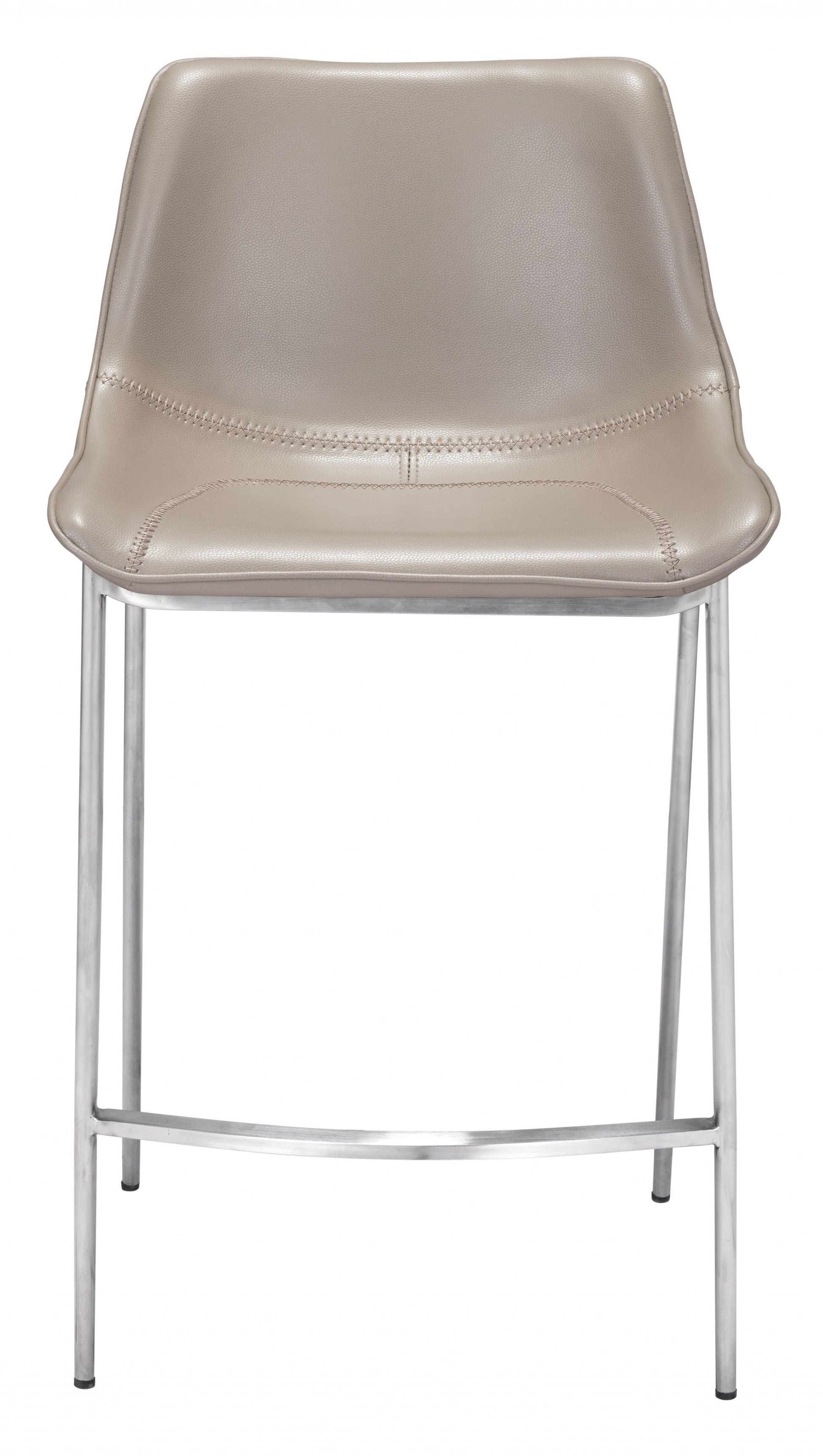 HomeRoots 26" Gray And Silver Steel Low Back Counter Height Bar Chairs in Set of Two
