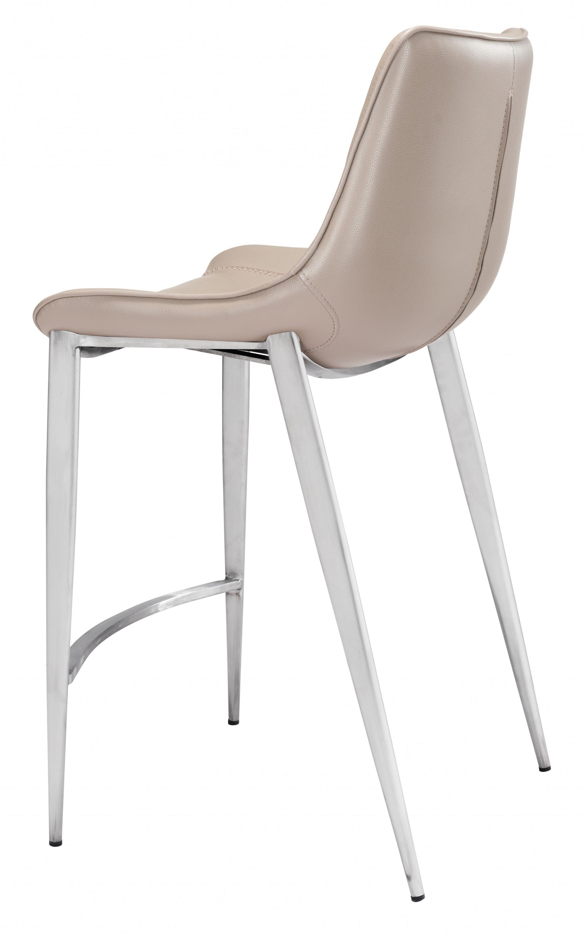 HomeRoots 26" Gray And Silver Steel Low Back Counter Height Bar Chairs in Set of Two