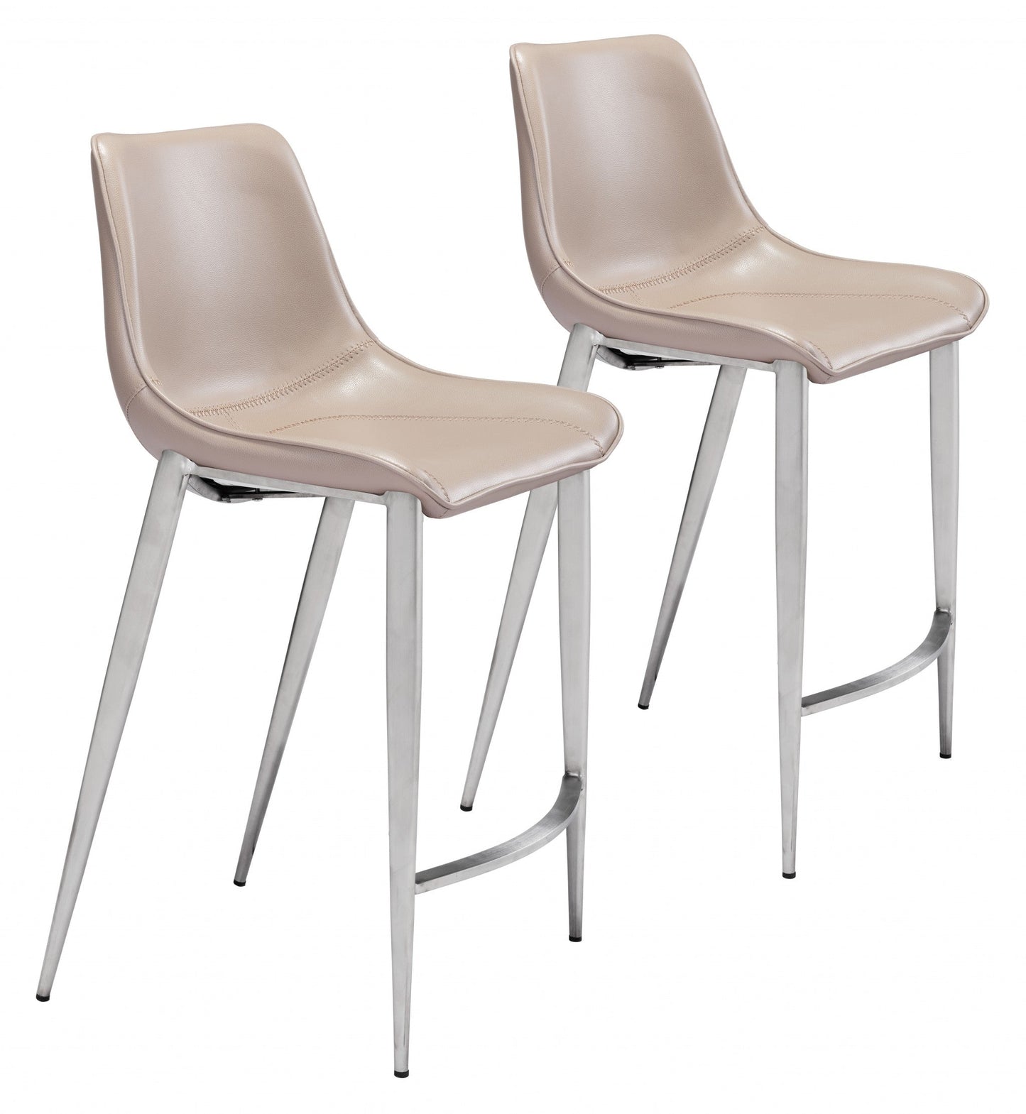 HomeRoots 26" Gray And Silver Steel Low Back Counter Height Bar Chairs in Set of Two