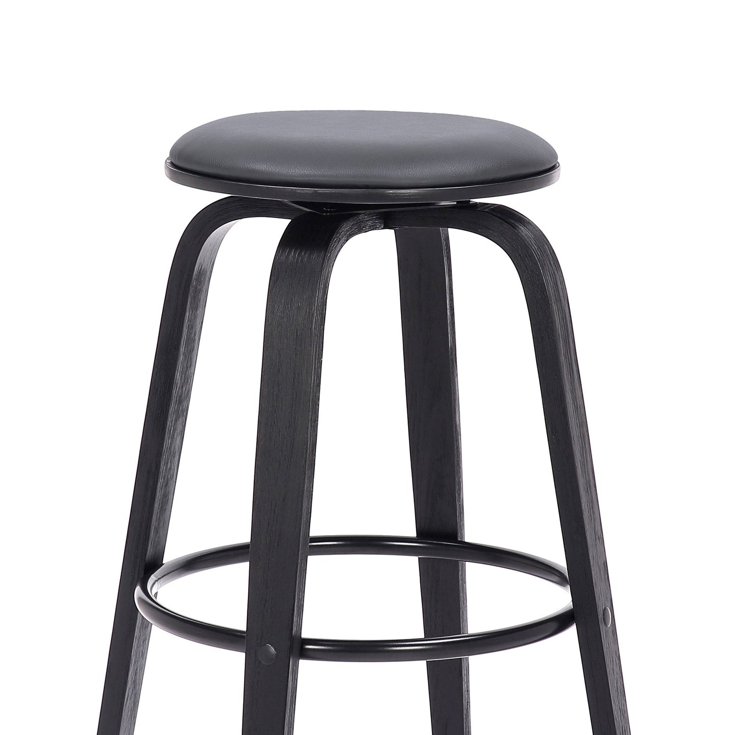 HomeRoots 26" Gray Faux Leather Backless Modern Swivel Bar Stool