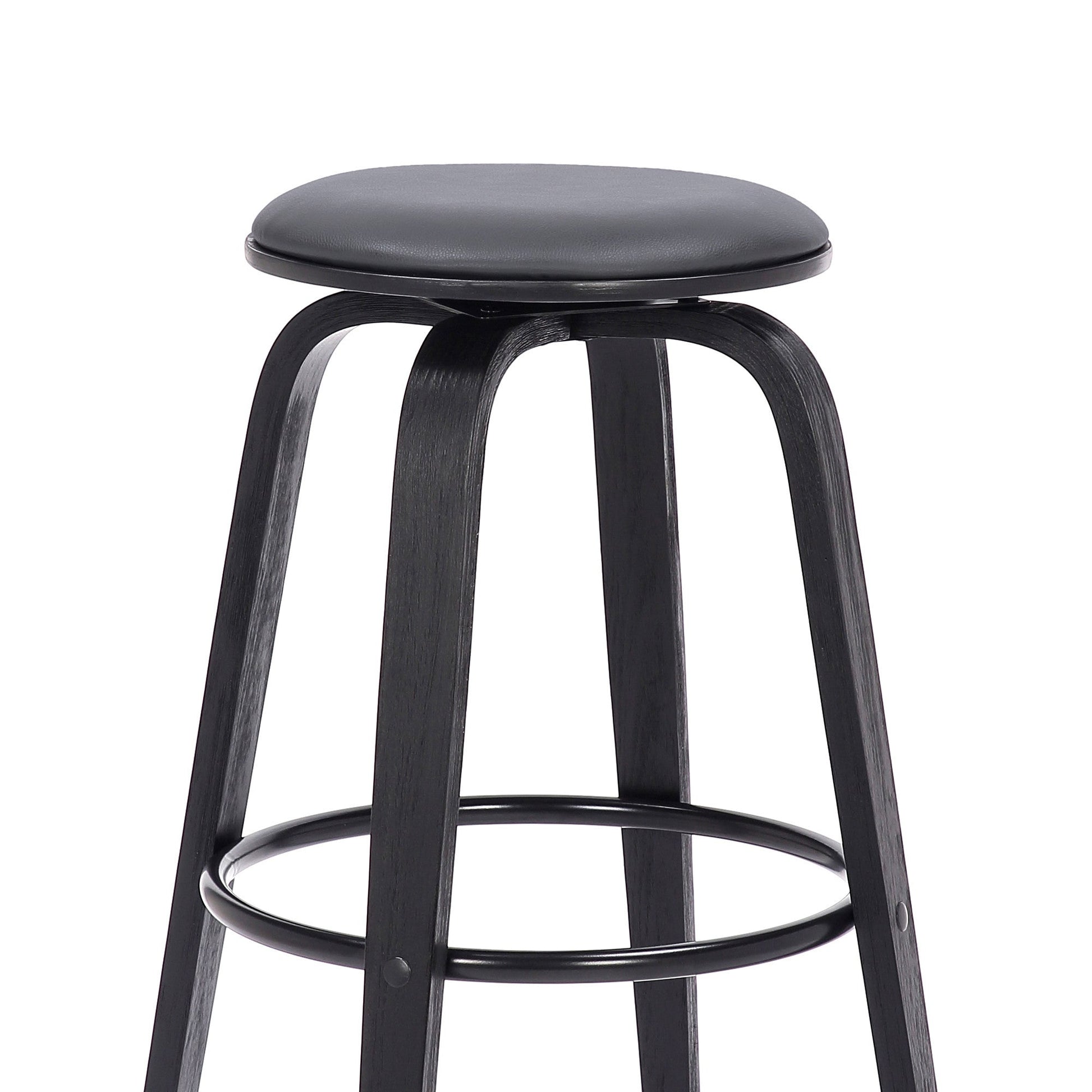 HomeRoots 26" Gray Faux Leather Backless Modern Swivel Bar Stool